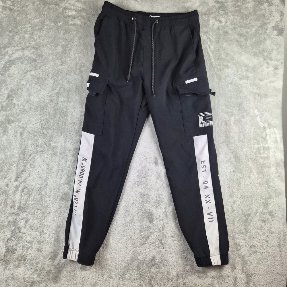 Rock Salt Cargo Jogger Pants Mens Medium Black Reflective Waterproof Techwear